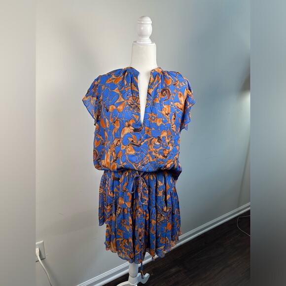 A.L.C. Women’s Blue Silk June V-Neck Blouse Top and Flouncy Skirt Set Size 10 - Picture 2 of 14